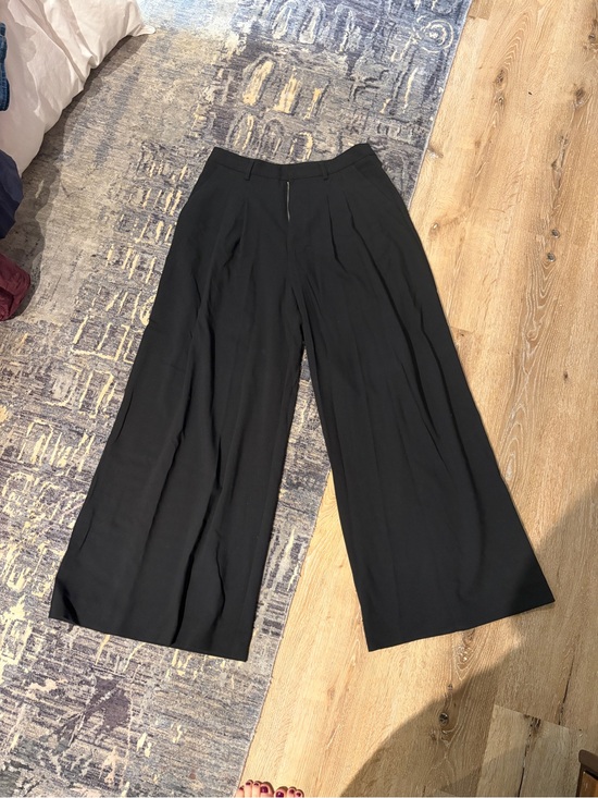 Maeve Pants - Maeve Black Wide-Leg Pleated Trousers